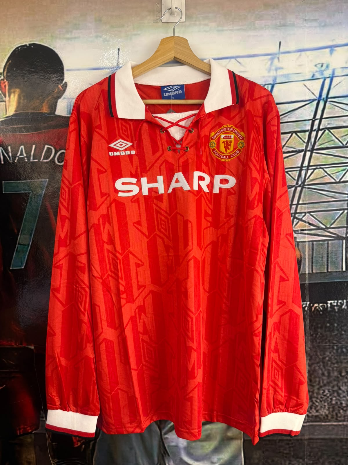 Jersey Man Utd Retro Manga Larga